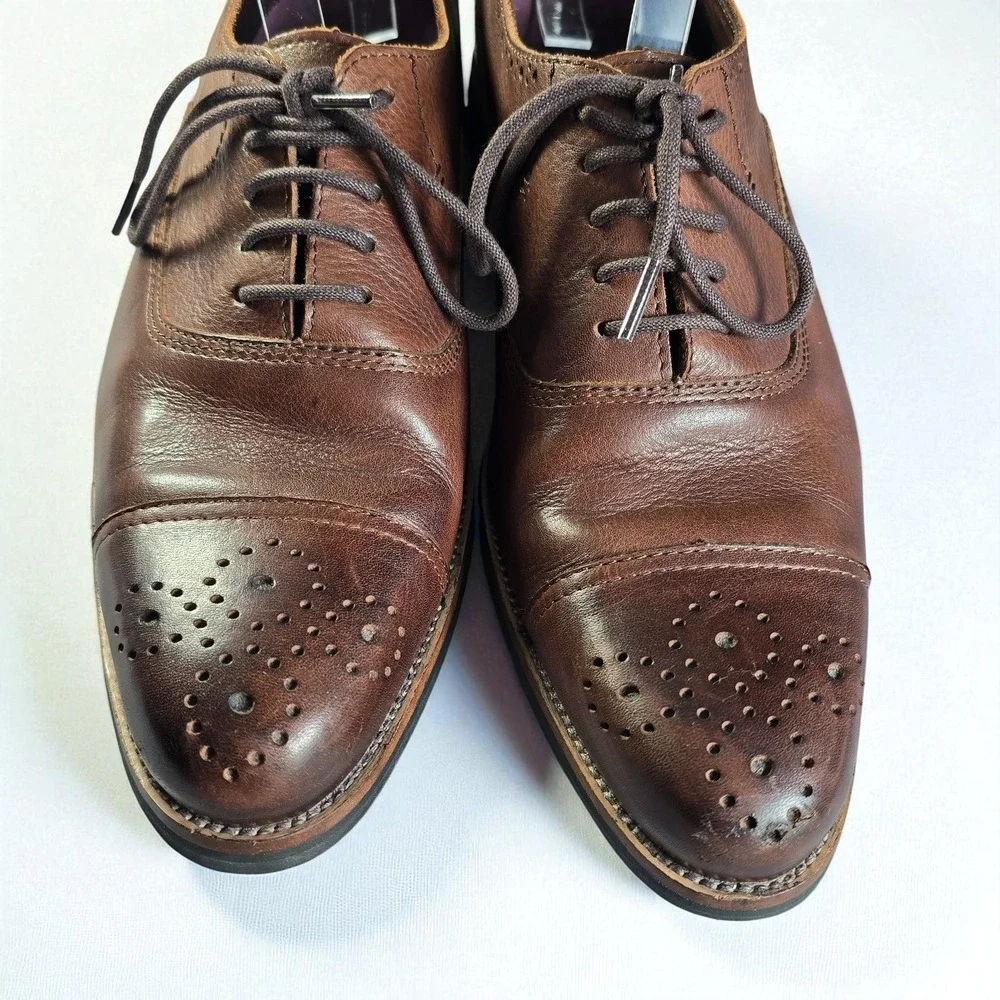 Blackstone Mens Leather Oxford Dress Shoes Brown Brogue Size 10 (EU‎ 44) Cap Toe